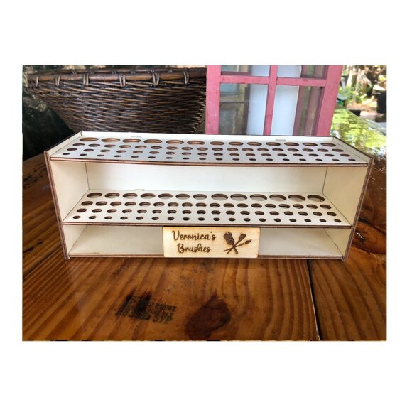 Personalized Wooden Paintbrush Holder Stand, 67 Holes Paint Brush Holder Stand, - Picture 5 of 6